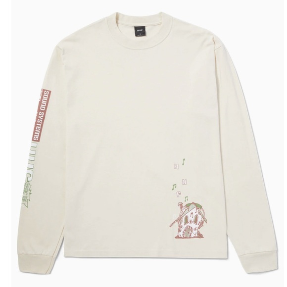 HUF men NWOT tan Sound Systems long sleeve skateboard tshirt - Picture 9 of 12